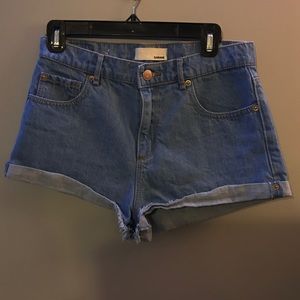 high waisted denim shorts